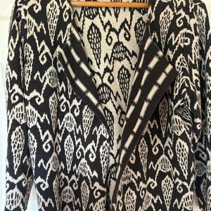 Peruvian Connection Black and White Patterned Cardigan